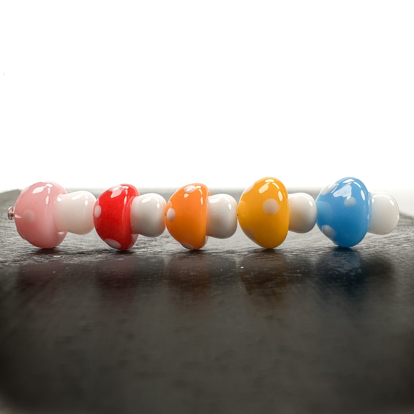 Chibi Handmade Glass Beads - Polka Dot Mushroom (5 Colors Options) - 1 pc.-The Bead Gallery Honolulu