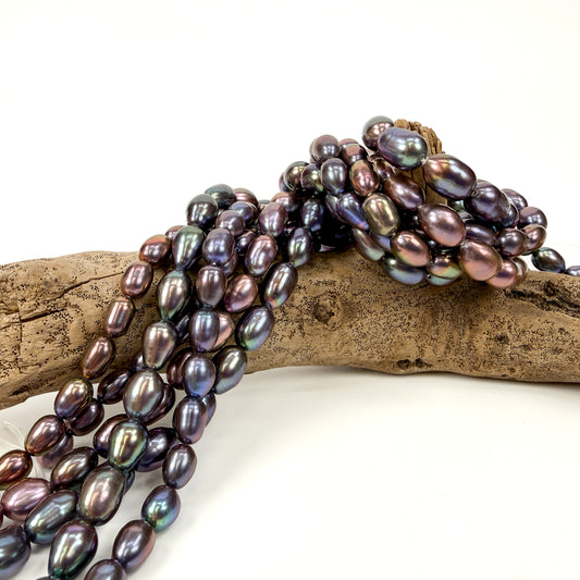 Freshwater Pearl 9-12mm Oval Rice Bead - 7.5" Strand (GEM2465)