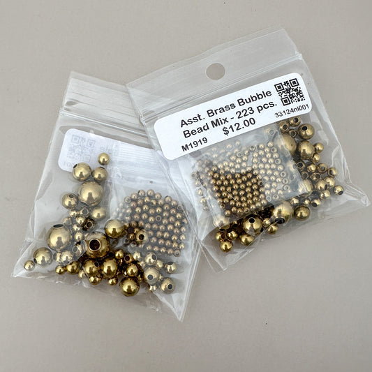 Assorted Brass Bubble Bead Mix - 223 pcs. (M1919)