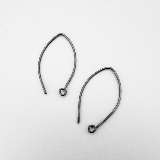 28x13mm Oval Pointed Earwire (Oxidized Thai Silver) - 2 pcs. (M1068)