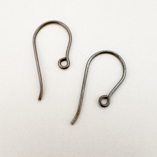 Simple Earwire (Oxidized Thai Silver) - 2 pcs. (M1074)