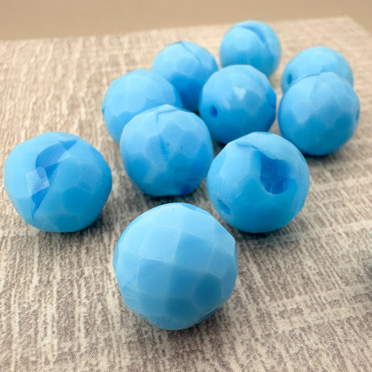 Vintage Czech 12mm Faceted Baby Blue Glass Bead - 1 pc. (Z799)