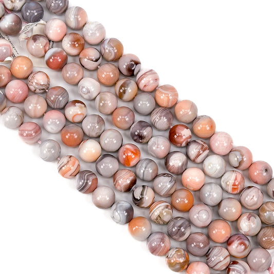 Pink Botswana Agate 12mm Round Bead (GEM510)