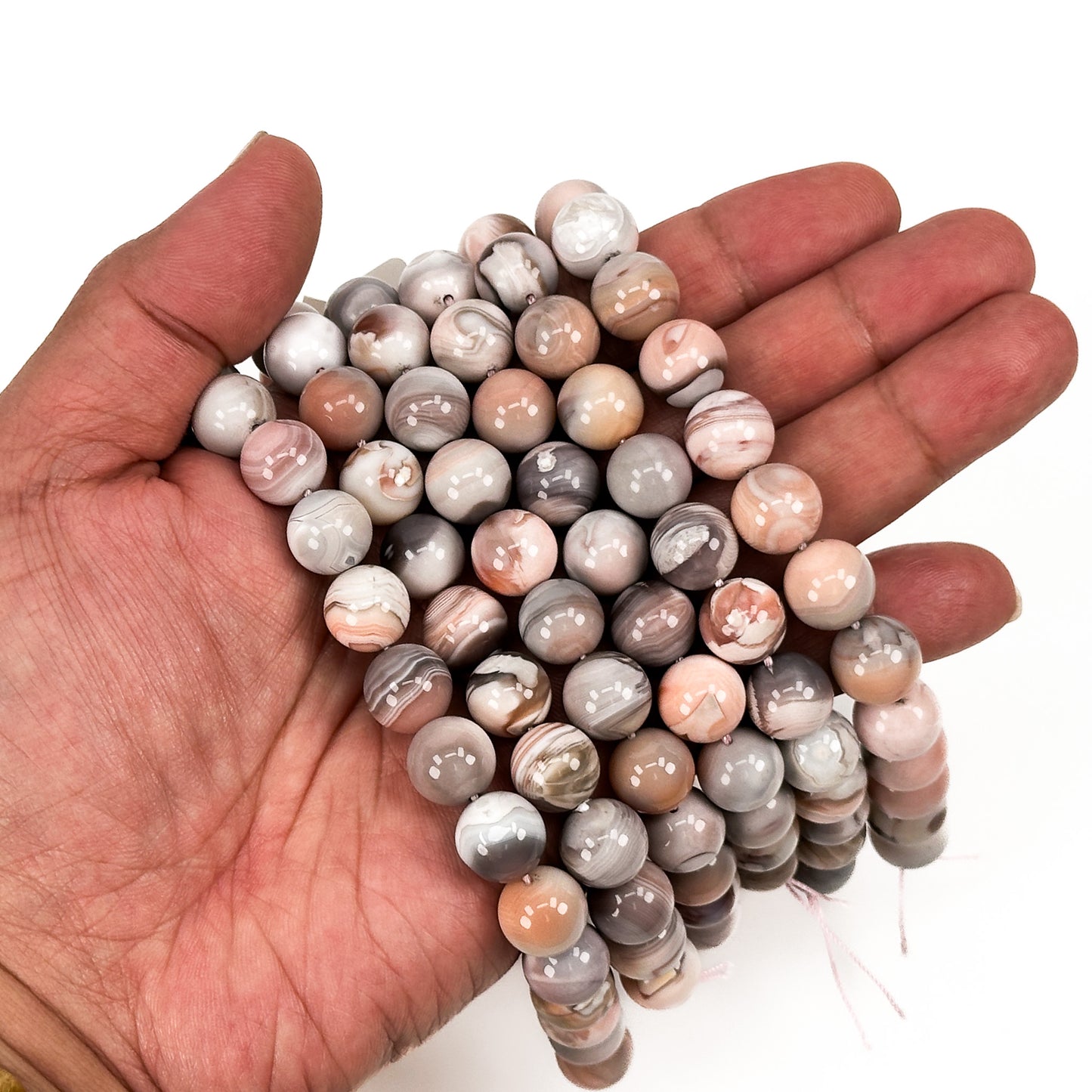 Pink Botswana Agate 12mm Round Bead (GEM510)