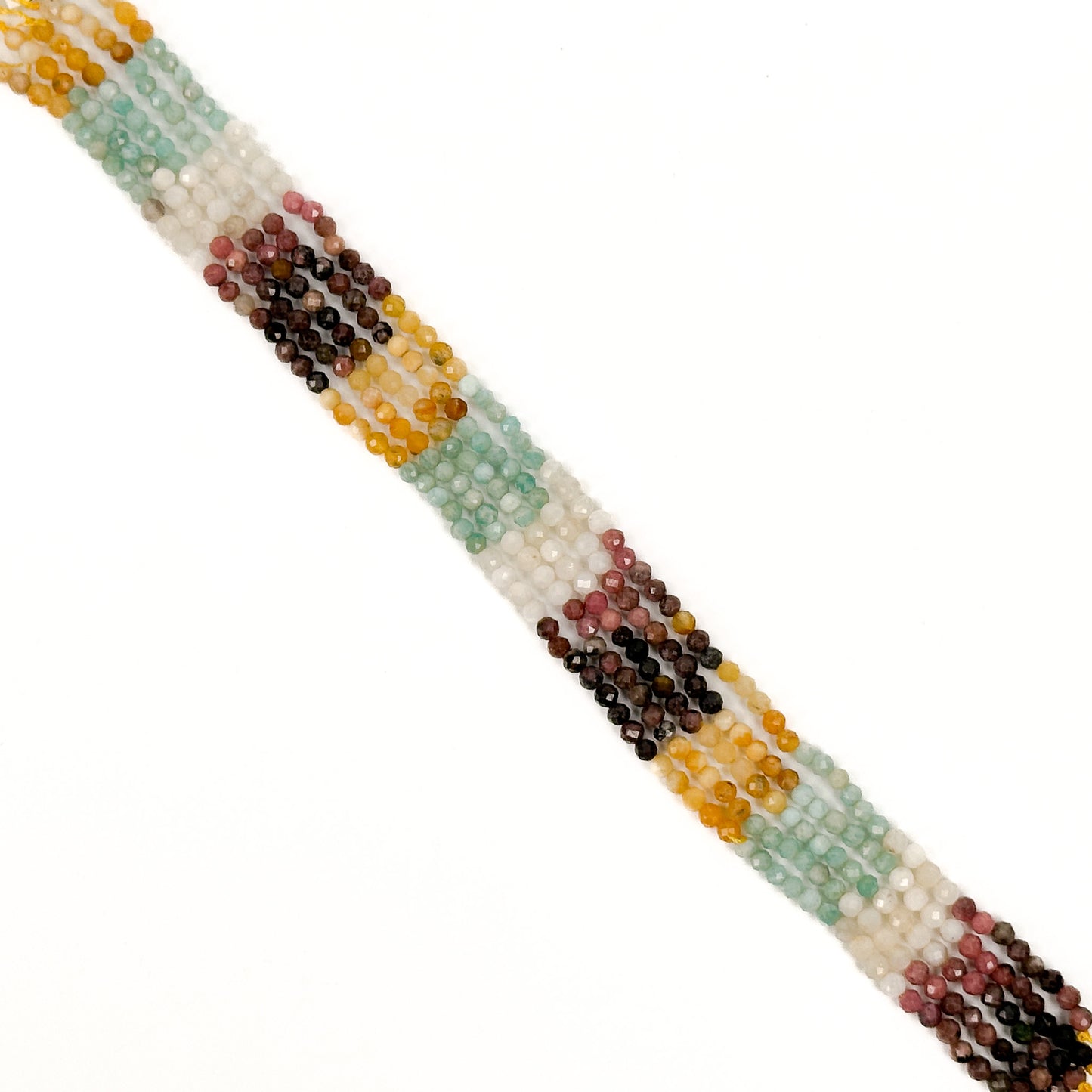 Tropical Sunrise Mix Multi-Gemstone 3mm Faceted Round Bead - 7.5" Strand (GEM1807)