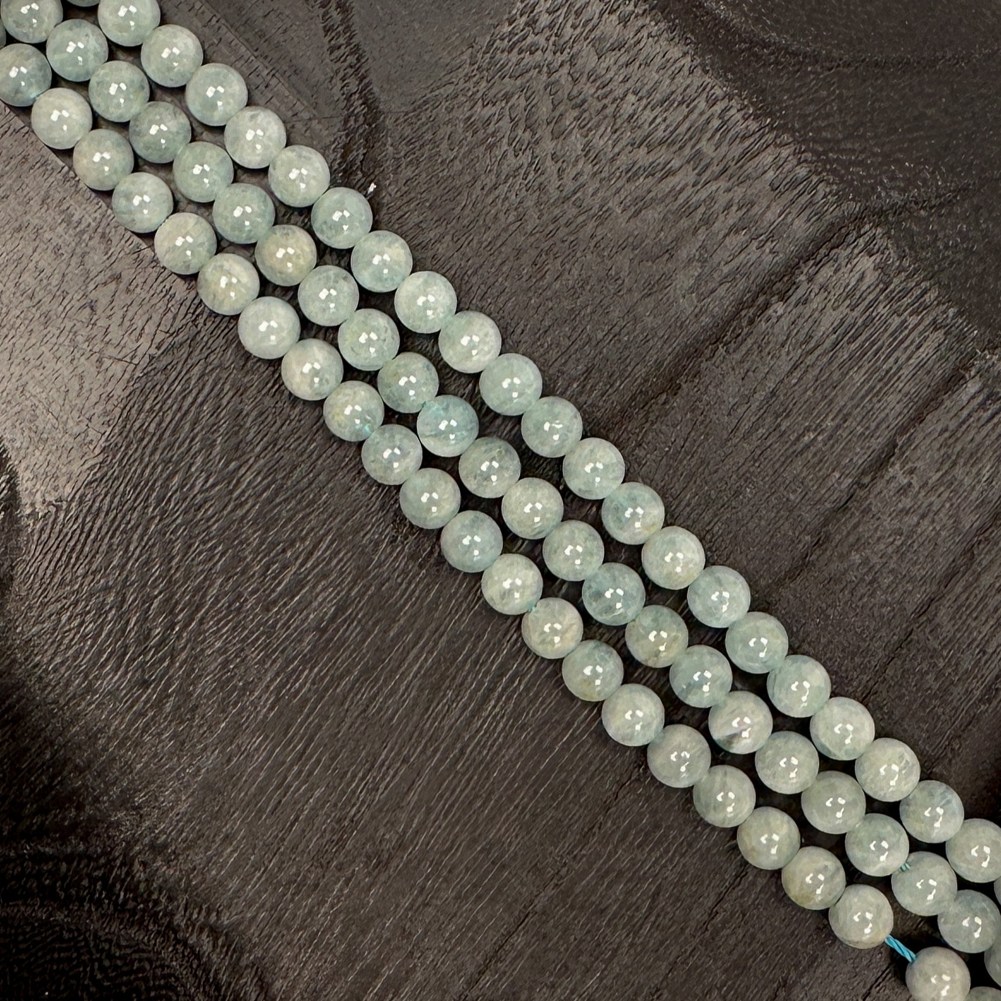 Aquamarine 6mm Smooth Round Bead - 7.5" Strand-The Bead Gallery Honolulu