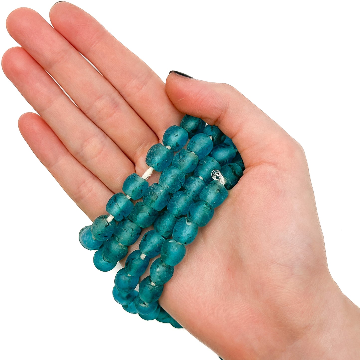Smoky Aqua 10mm African Recycled Glass Bead (2 Quantities Available)-The Bead Gallery Honolulu
