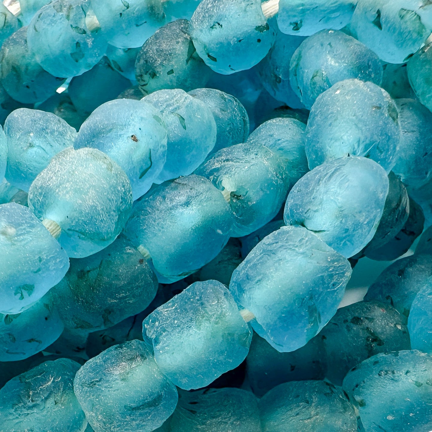 Smoky Aqua 10mm African Recycled Glass Bead (2 Quantities Available)-The Bead Gallery Honolulu