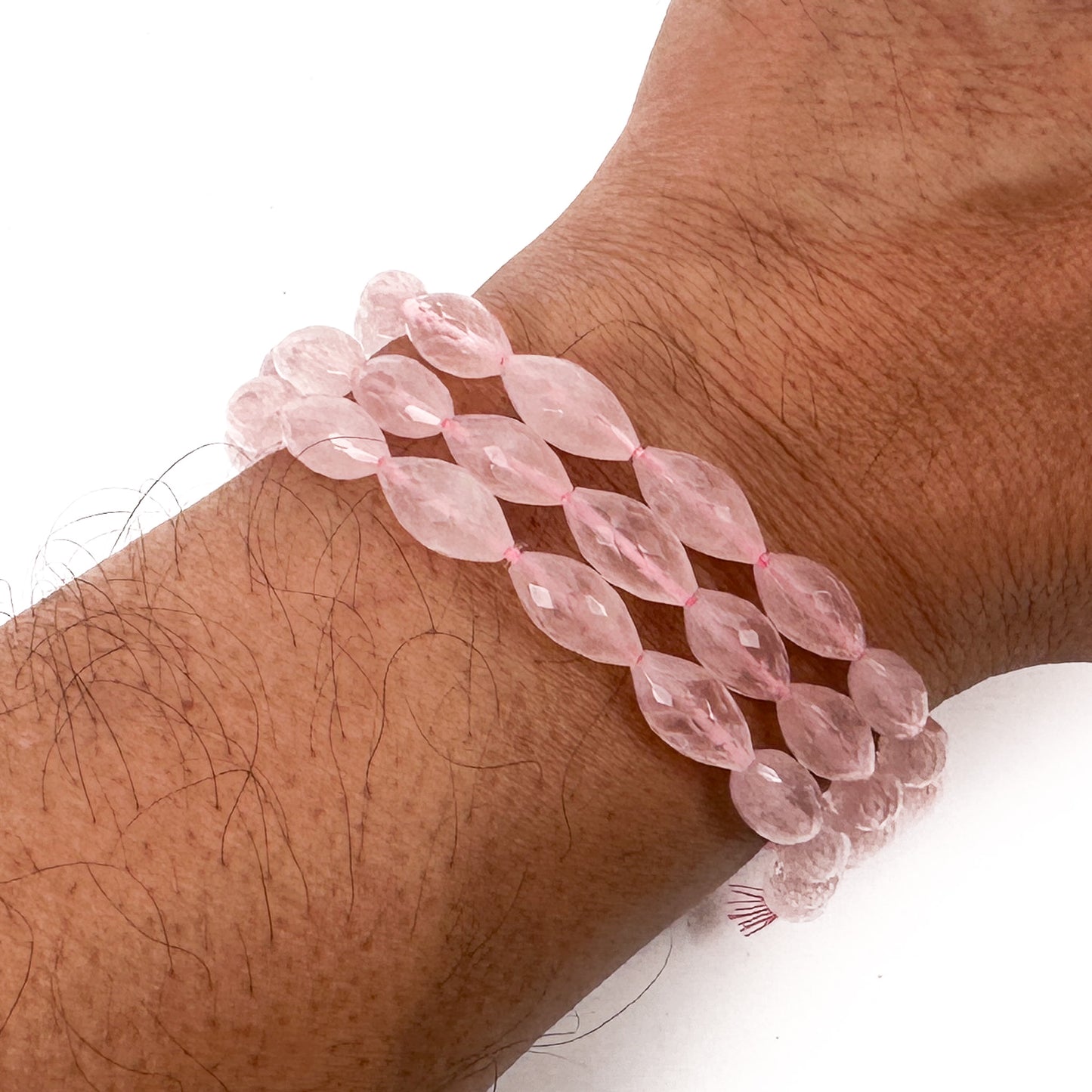 Rose Quartz 13.5mm Faceted Marquise Bead - 6.25" Strand (GEM2460)