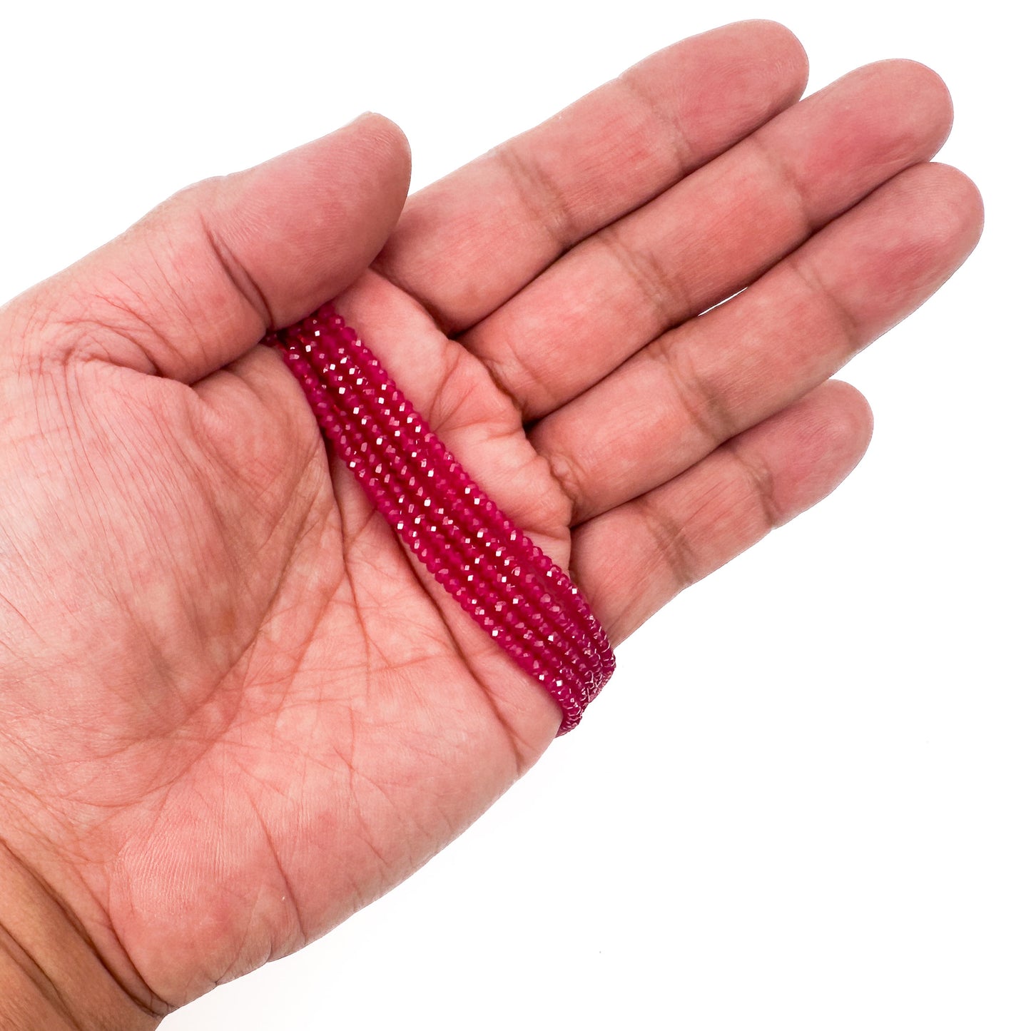 Ruby Bright Red (Heated) 2.75 x 2mm Faceted Rondelle Bead - 7.5" Strand (GEM2443)