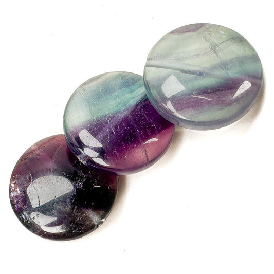 Fluorite 20mm Smooth Coin Bead - 1 pc.-The Bead Gallery Honolulu