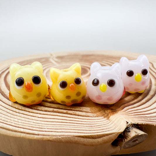 Chibi Handmade Glass Beads - Owl (2 Color Options)
