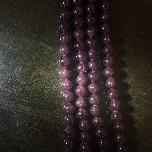 Star Garnet 6mm Smooth Round Bead - 8" Strand (GEM2292)