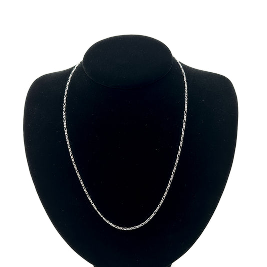 18" Small Figaro Sterling Silver Necklace Chain (M2094)