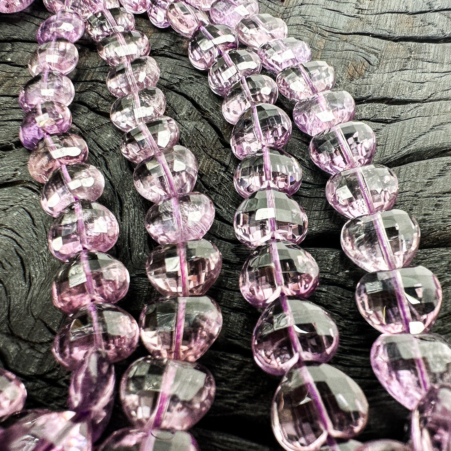 Amethyst 12mm Faceted Heart Bead - 1 pc.-The Bead Gallery Honolulu
