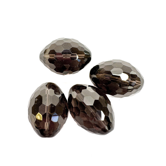 Smoky Quartz Large Faceted Olive Long Drill Focal Bead - 1 pc.-The Bead Gallery Honolulu
