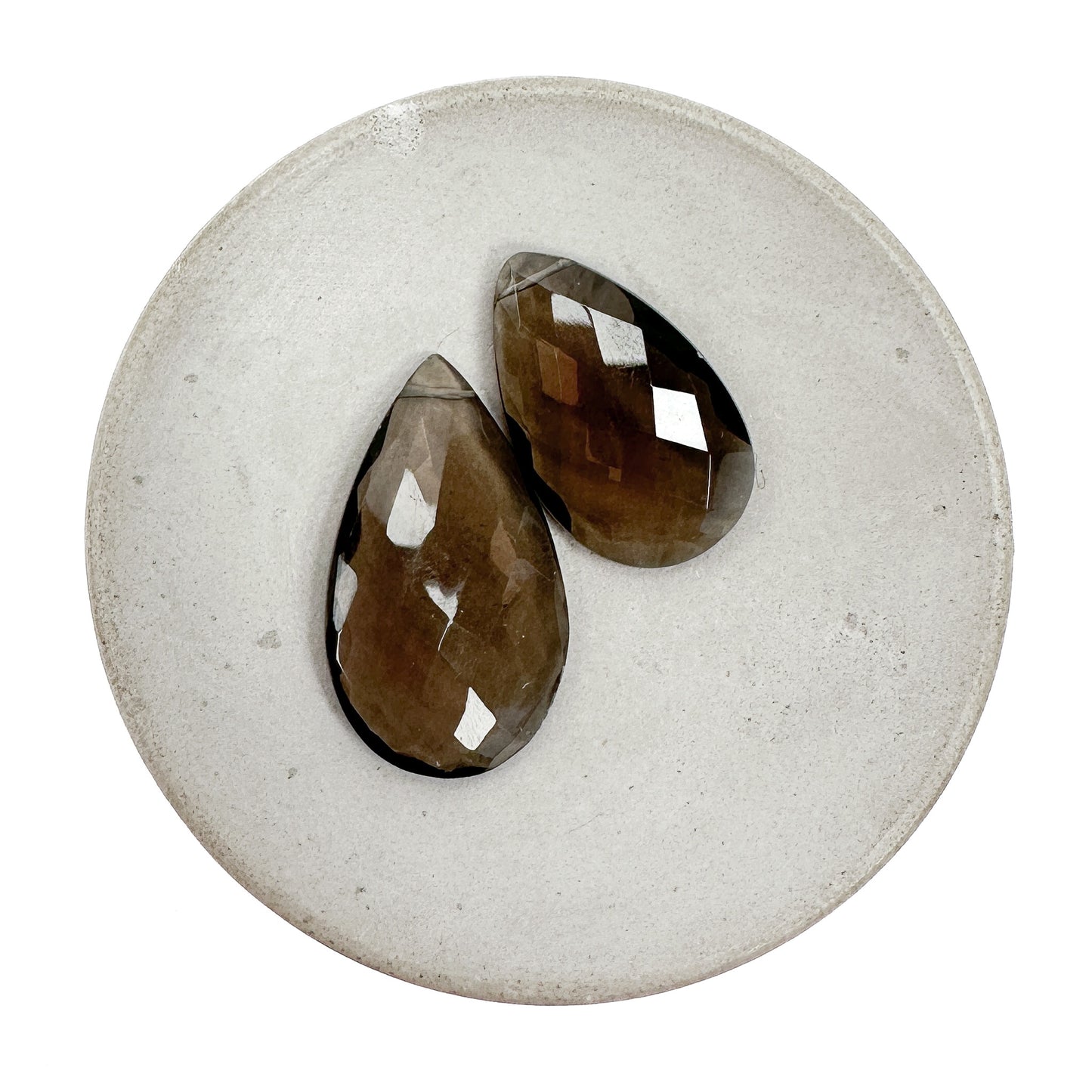 Smoky Quartz Large Flat Faceted Tip-Drill Pear Focal Briolette - 1 pc.-The Bead Gallery Honolulu