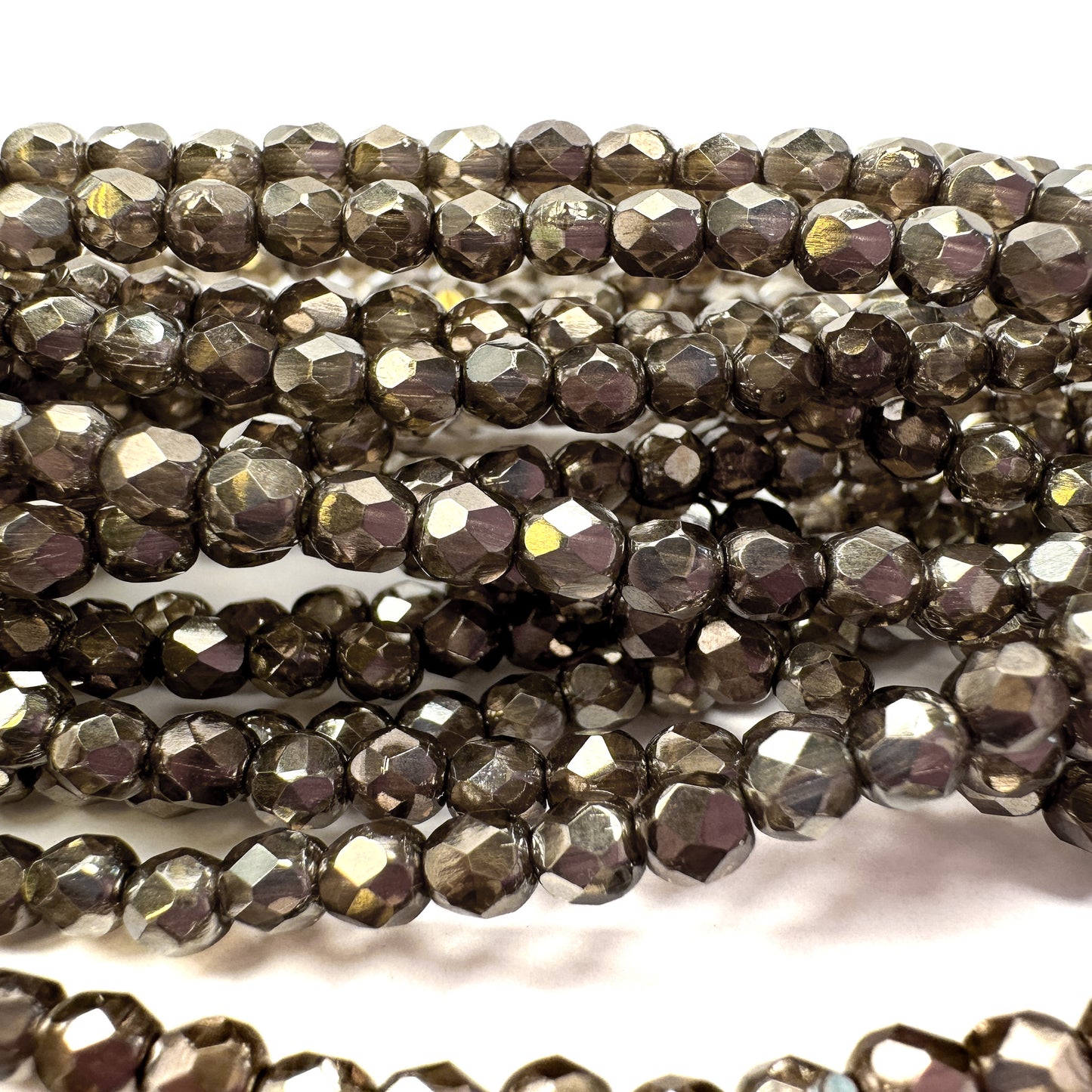 Dark Chrome Luster 4mm Faceted Glass Bead - 50 pcs.-The Bead Gallery Honolulu