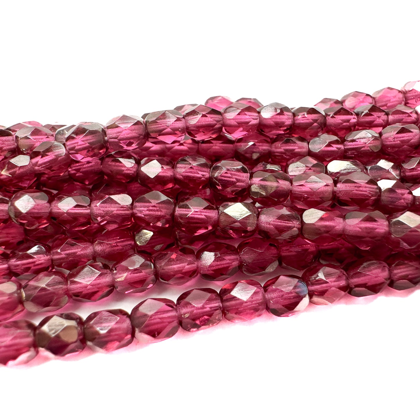 Fuchsia with Platinum Half Coat 4mm Faceted Glass Bead - 50 pcs.-The Bead Gallery Honolulu