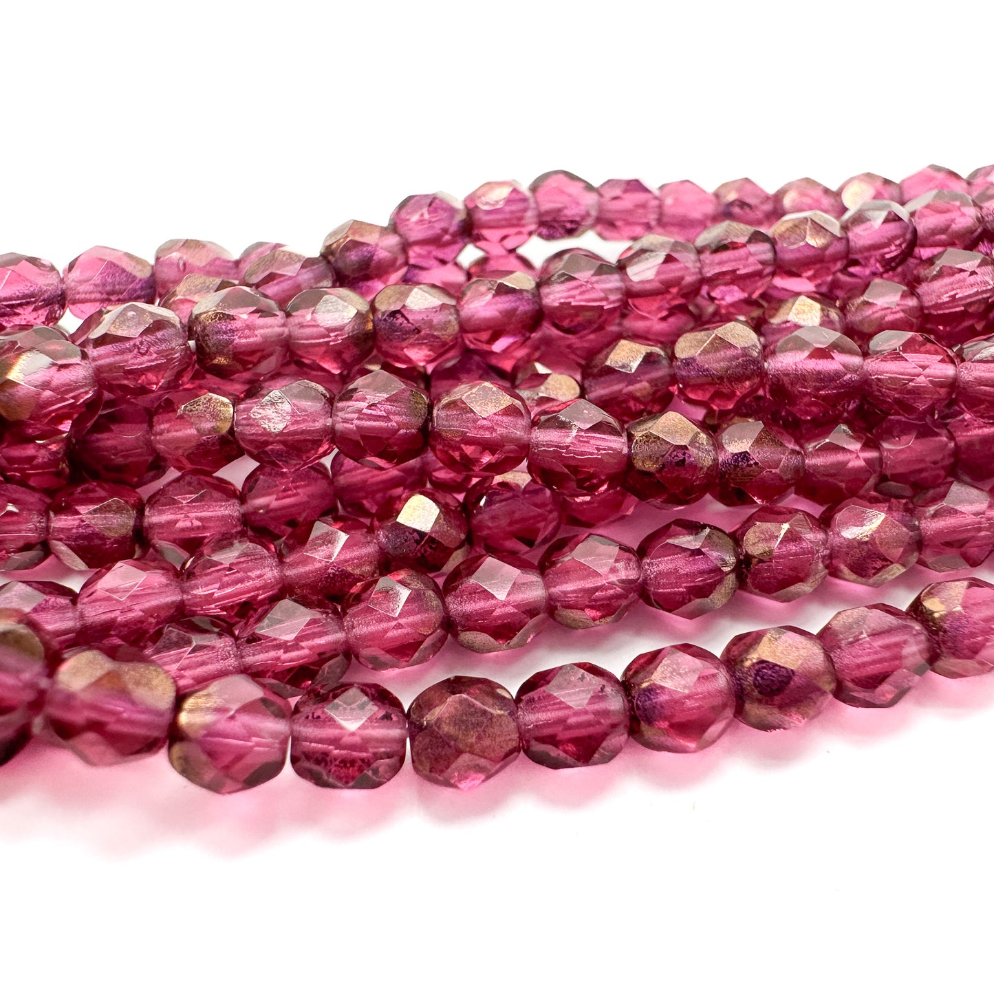 Fuchsia with Bronze Half Coat 4mm Faceted Glass Bead - 50 pcs.-The Bead Gallery Honolulu