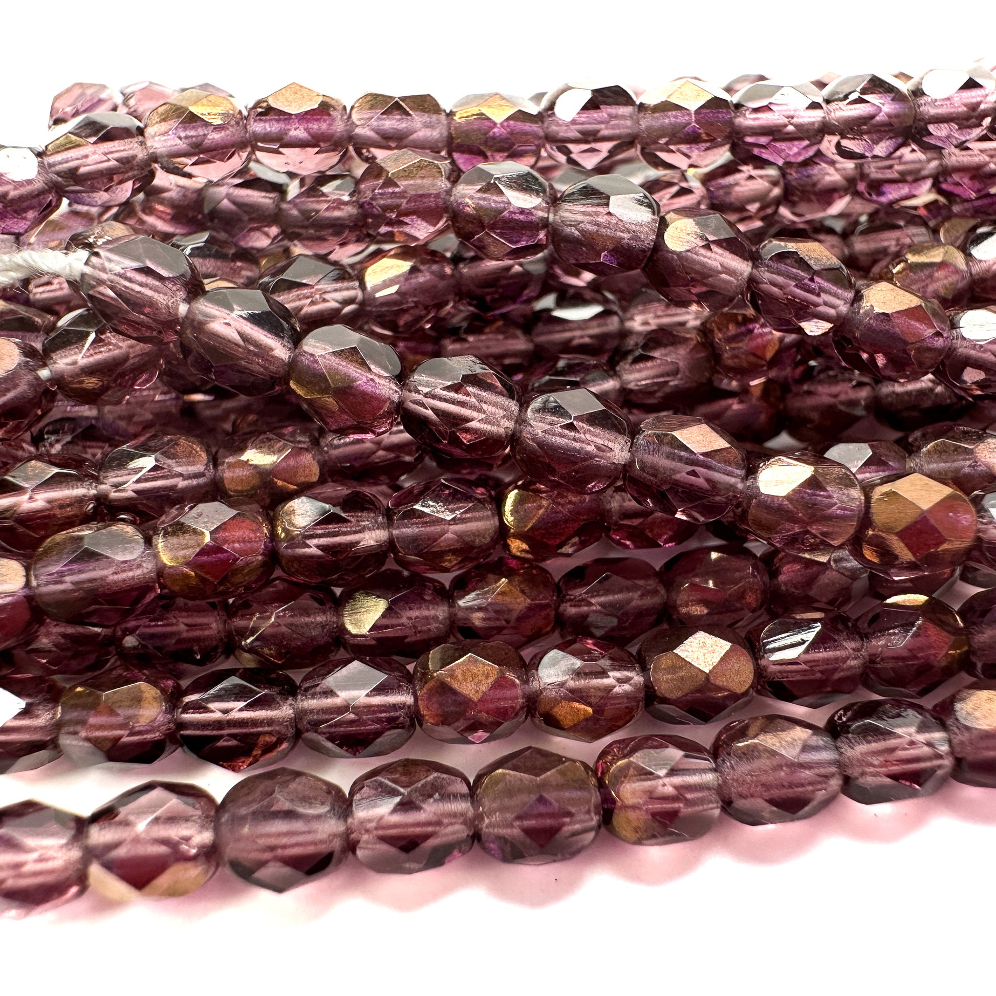 Amethyst with Bronze 4mm Faceted Glass Bead - 50 pcs.-The Bead Gallery Honolulu