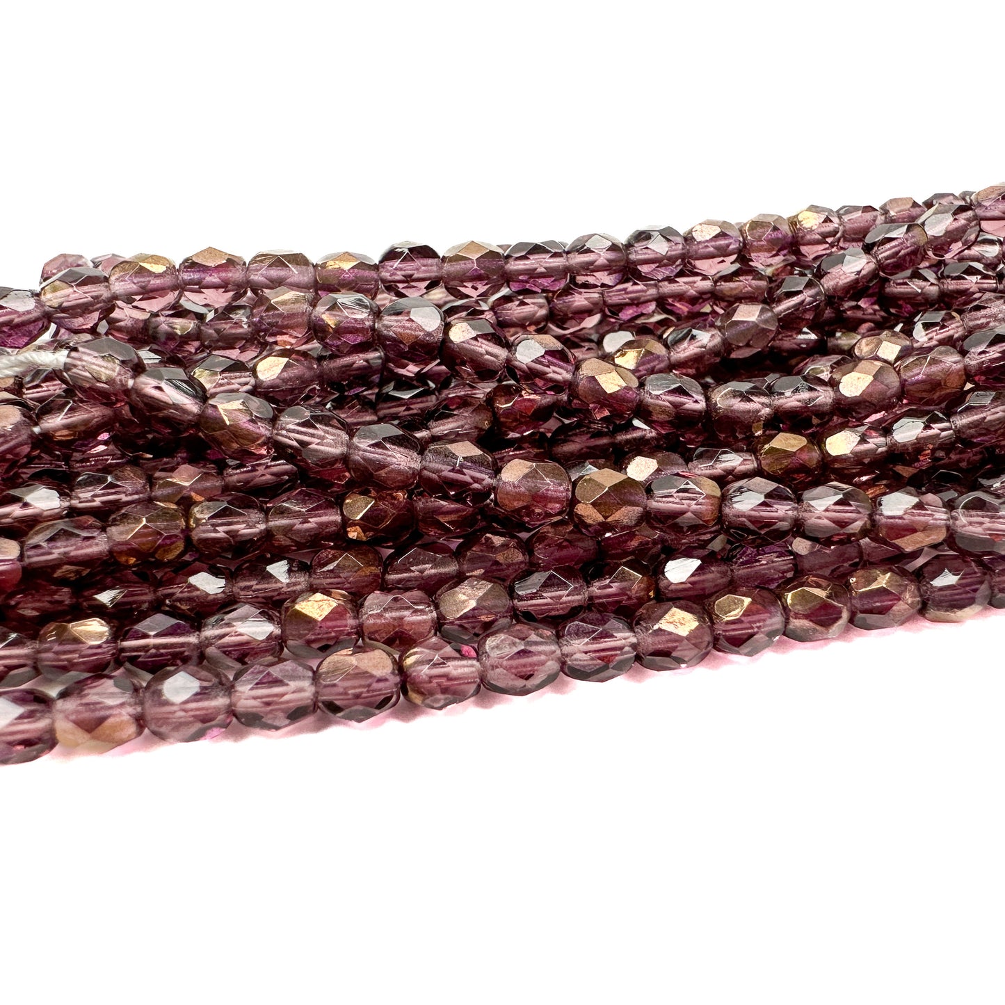 Amethyst with Bronze 4mm Faceted Glass Bead - 50 pcs.-The Bead Gallery Honolulu