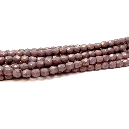 Purple Golden Opaque with Gold Luster 4mm Faceted Glass Bead - 50 pcs.-The Bead Gallery Honolulu