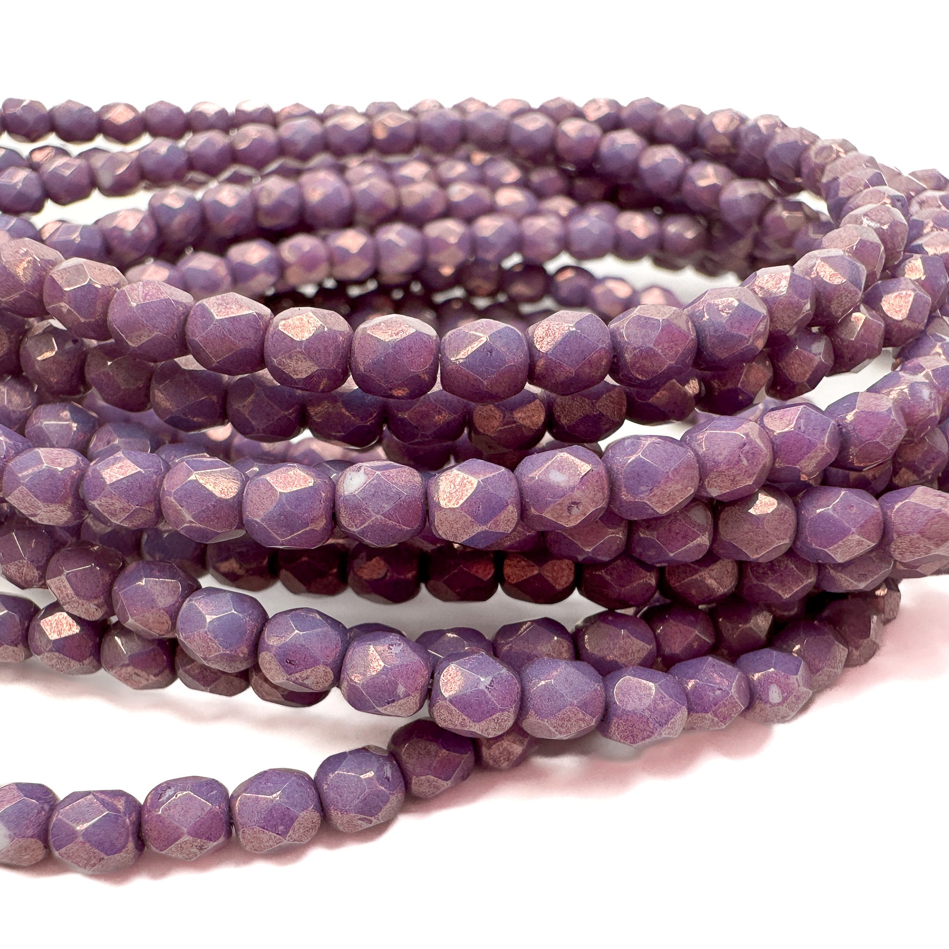 Purple Bronzey Opaque 4mm Faceted Glass Bead - 50 pcs.-The Bead Gallery Honolulu
