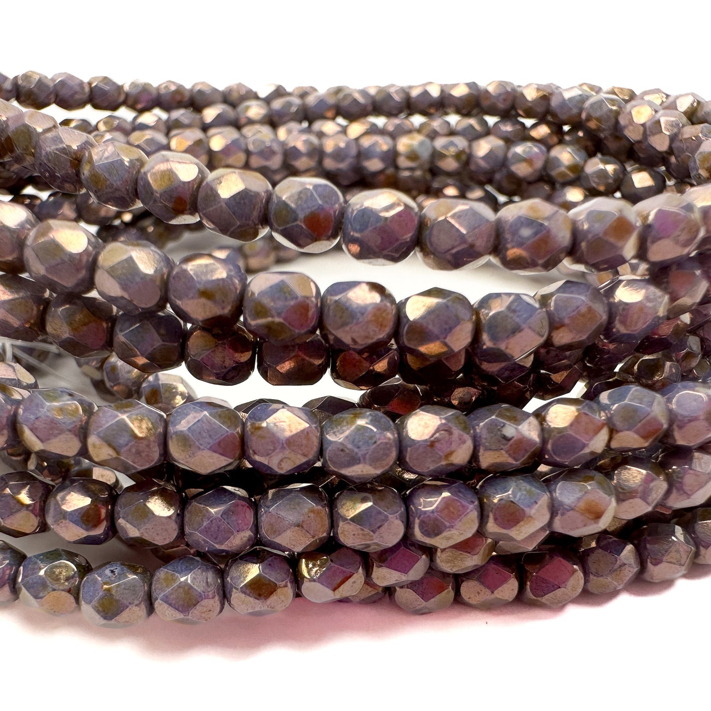 Purple Luster Opaque 4mm Faceted Glass Bead - 50 pcs.-The Bead Gallery Honolulu