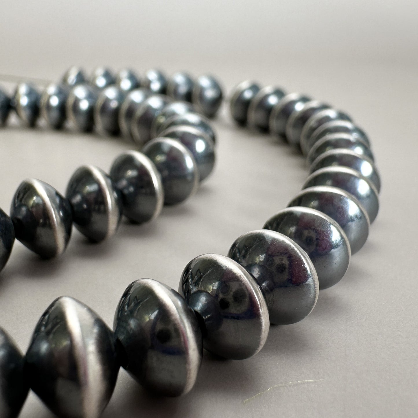 8mm Navajo Smooth Saucer Bead (Oxidized Sterling Silver) - 1 pc. (M1765)