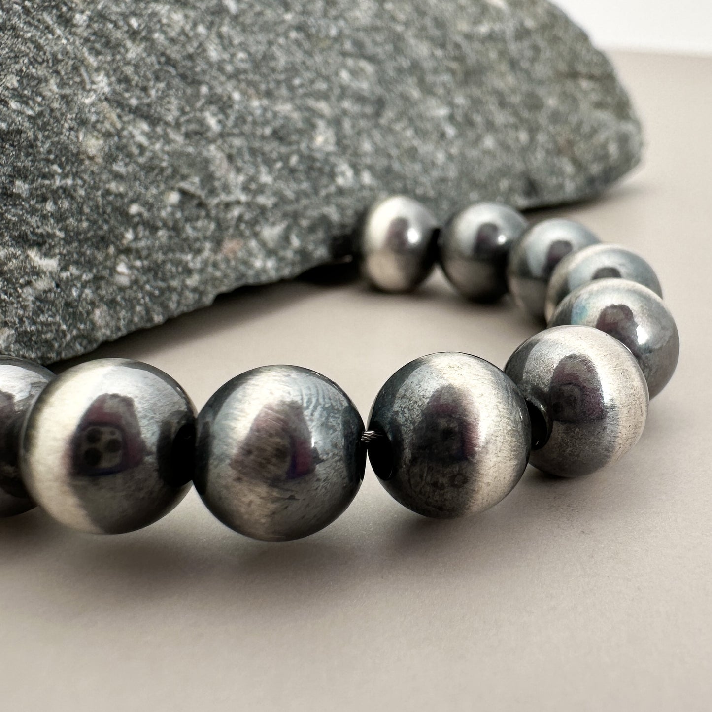 8mm Navajo Smooth Round Bead (Oxidized Sterling Silver) - 1 pc. (M1763)