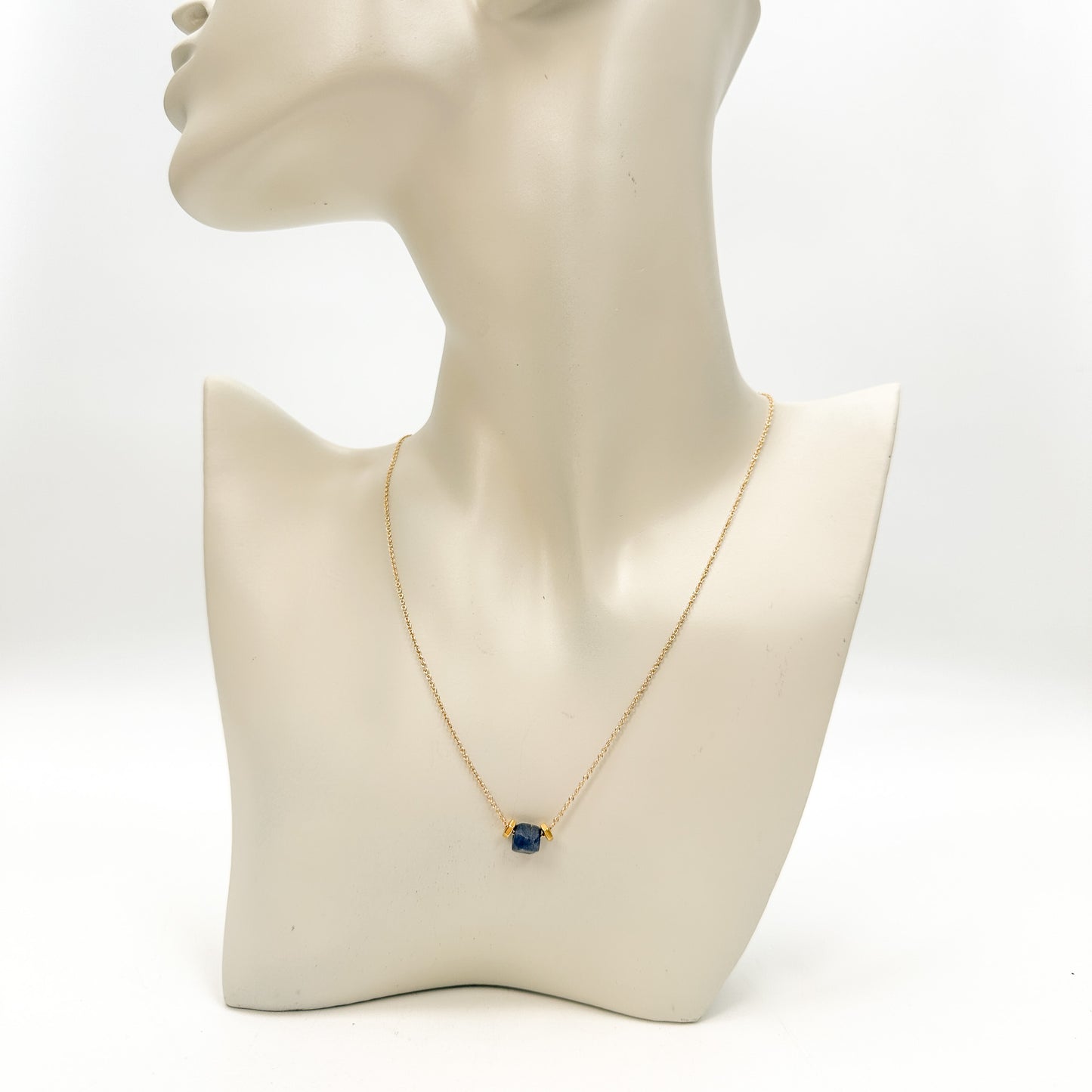 Simple Raw Blue Sapphire Necklace-The Bead Gallery Honolulu