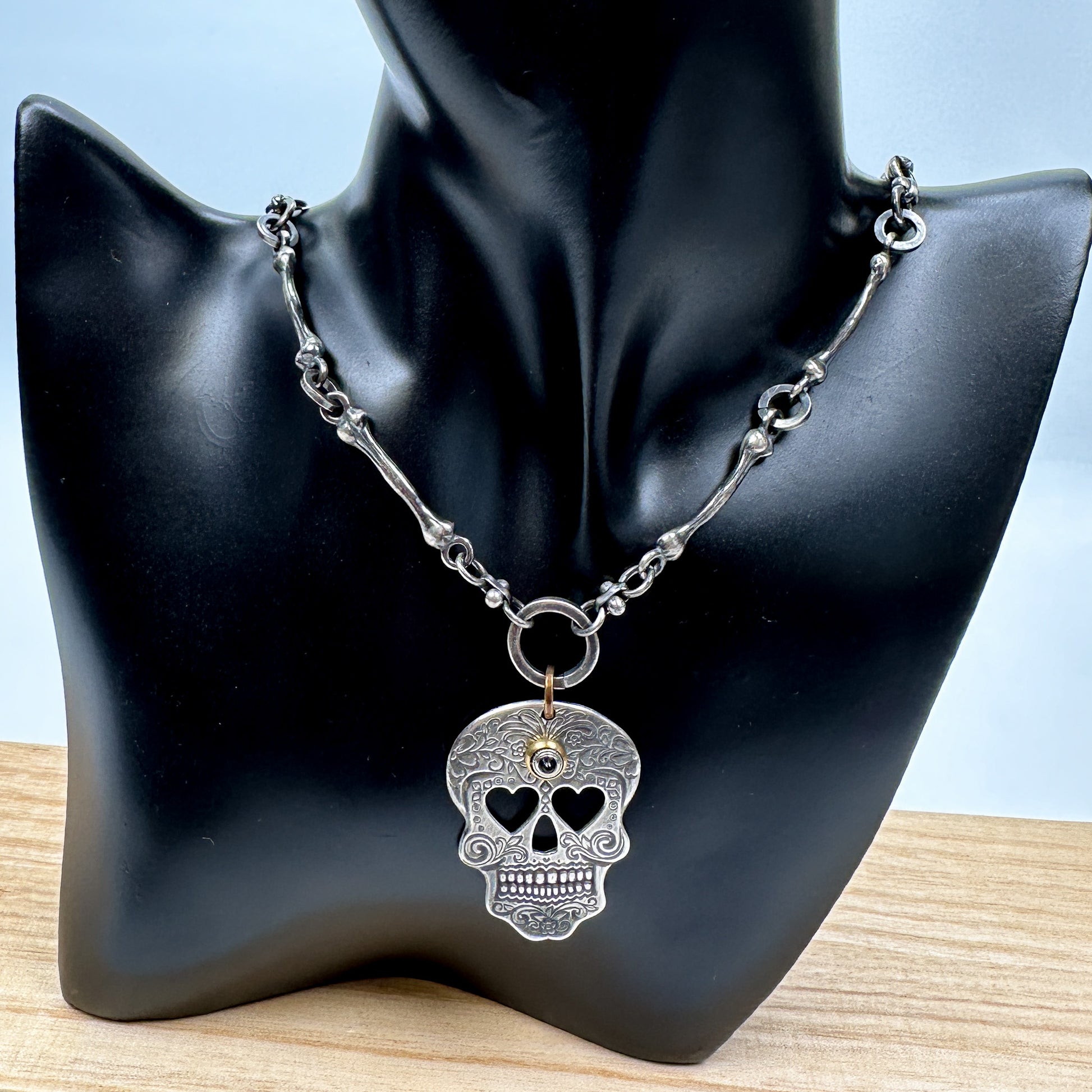 33" Sugar Skull Drop Mixed Metal Necklace - 1 pc.-The Bead Gallery Honolulu