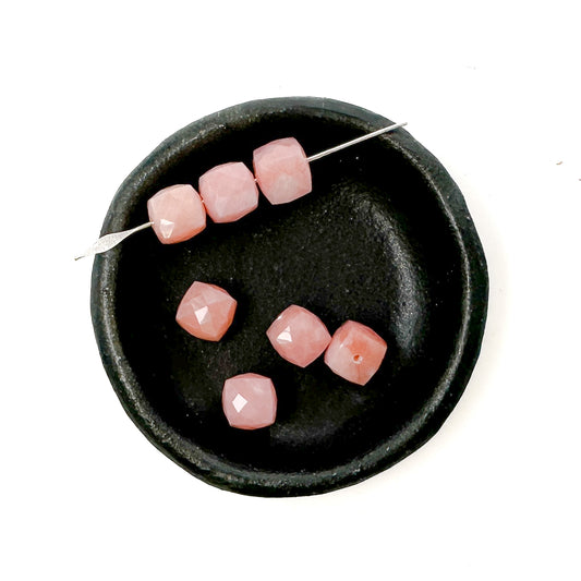 Pink Opal 8mm Faceted Cube Bead - 1 pc.-The Bead Gallery Honolulu