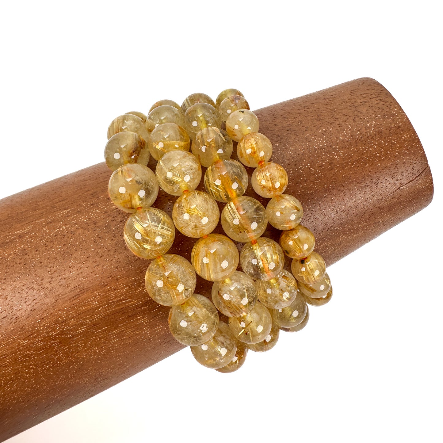 Golden Rutilated Quartz Smooth Round Bead (4 Size Options) - 1 pc. (P3220)