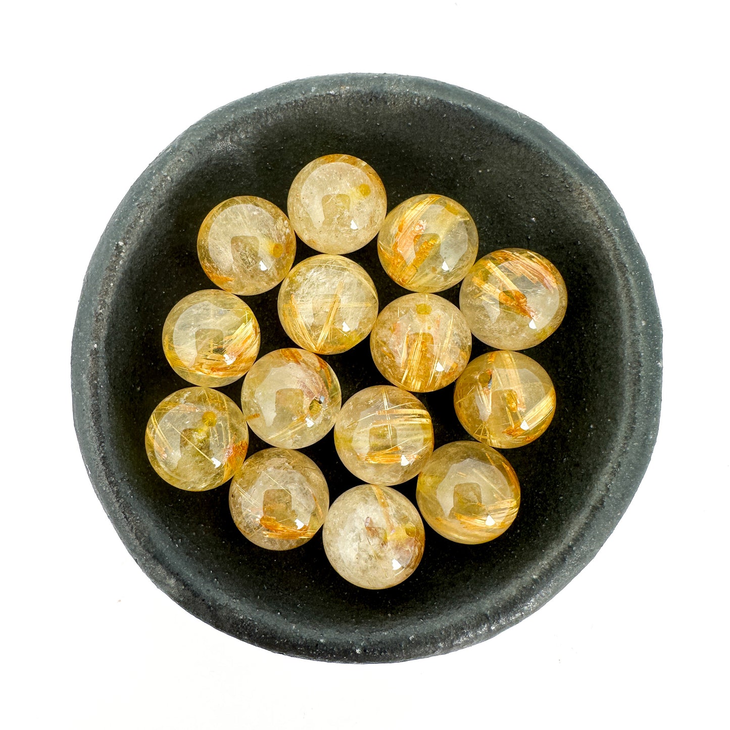 Golden Rutilated Quartz Smooth Round Bead (4 Size Options) - 1 pc. (P3220)