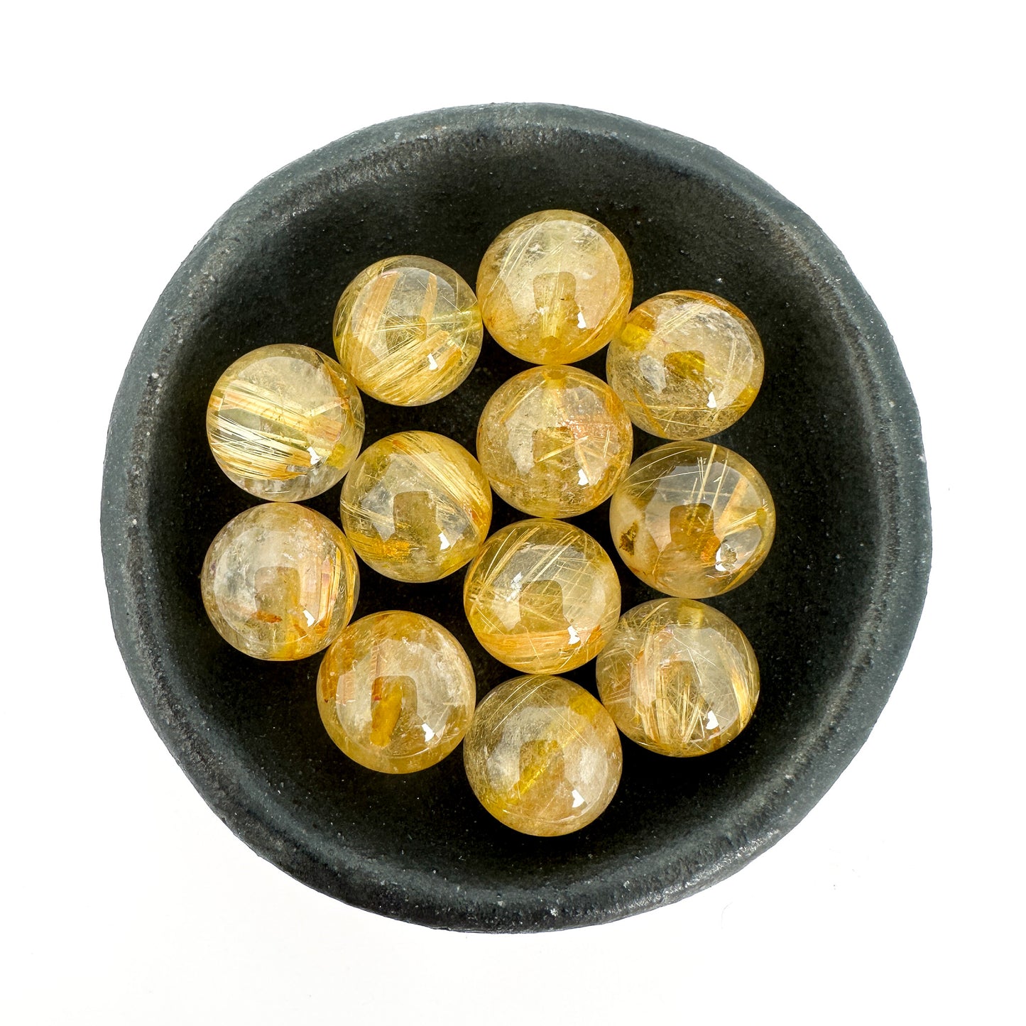 Golden Rutilated Quartz Smooth Round Bead (4 Size Options) - 1 pc. (P3220)