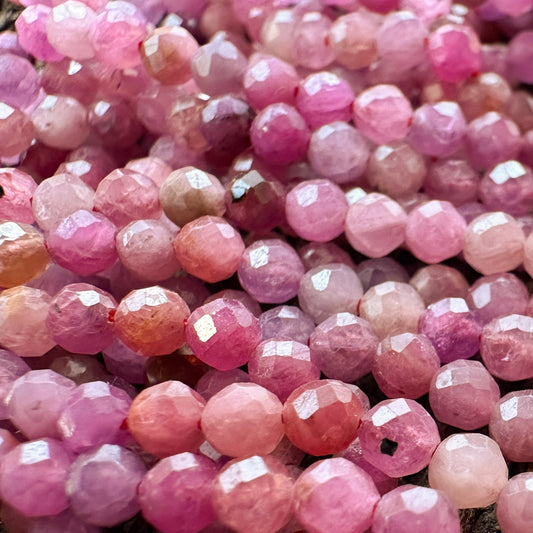 Ruby 3mm Faceted Round Bead - 7.5" Strand (GEM25)