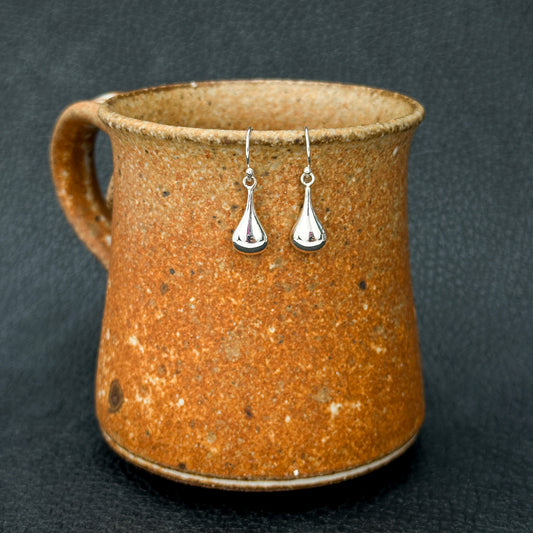 Small Waterdrop Bali Silver Earrings - 1 pair (J245)
