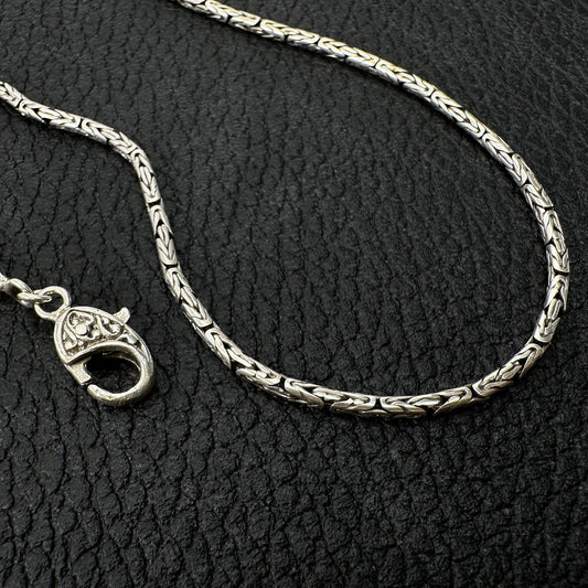 2mm Byzantine Bali Silver Finished Chain Necklace (2 Length Options) - 1 pc. (J252)