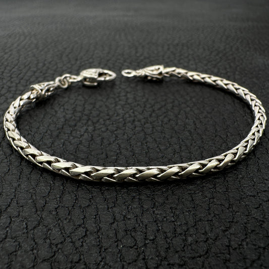 3mm Braided Bali Silver Finished Chain Bracelet - 1 pc. (J250)