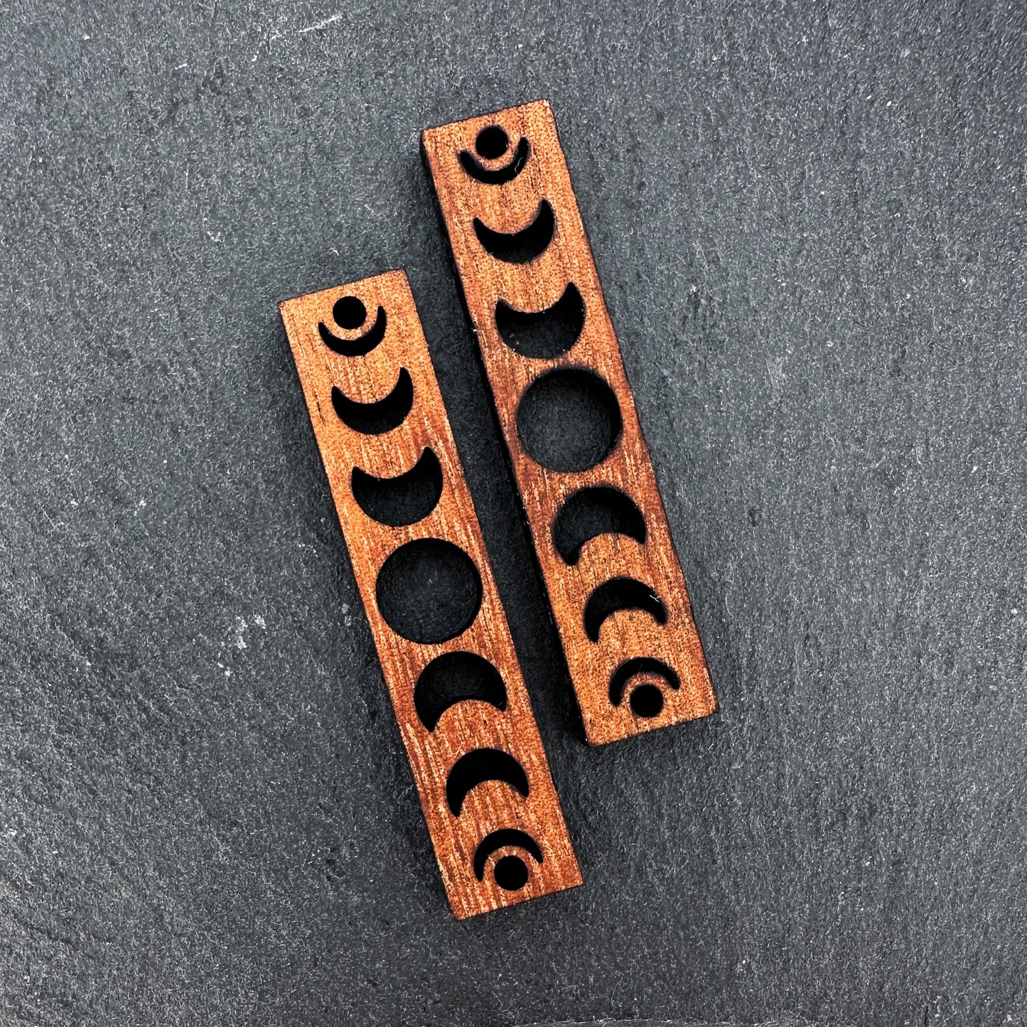 Koa Moon Phases Cutout Rectangular Wood Charm (P3270)