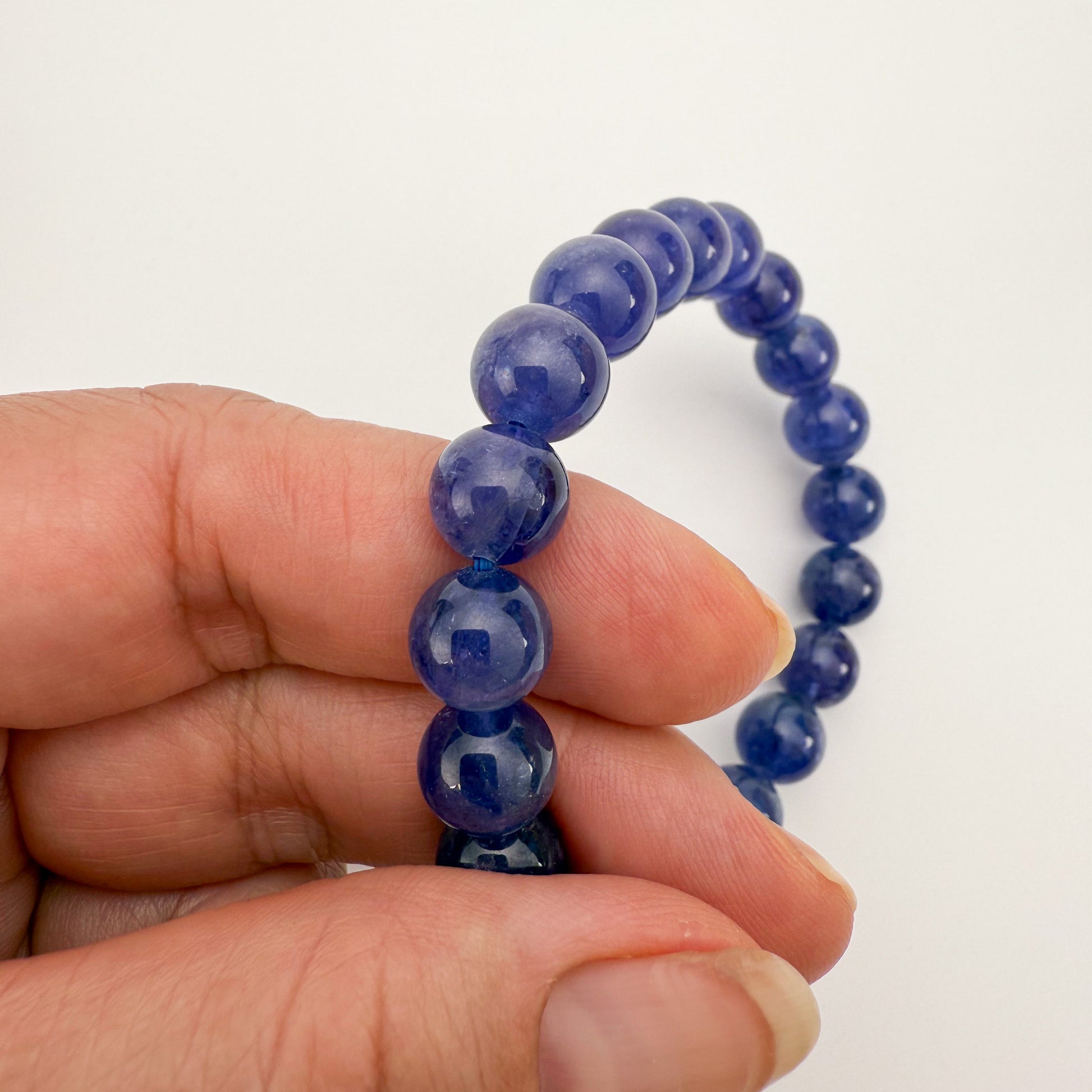 Tanzanite Stretchy Cord Bracelet - 9mm Smooth Round (FJ005)-The Bead Gallery Honolulu