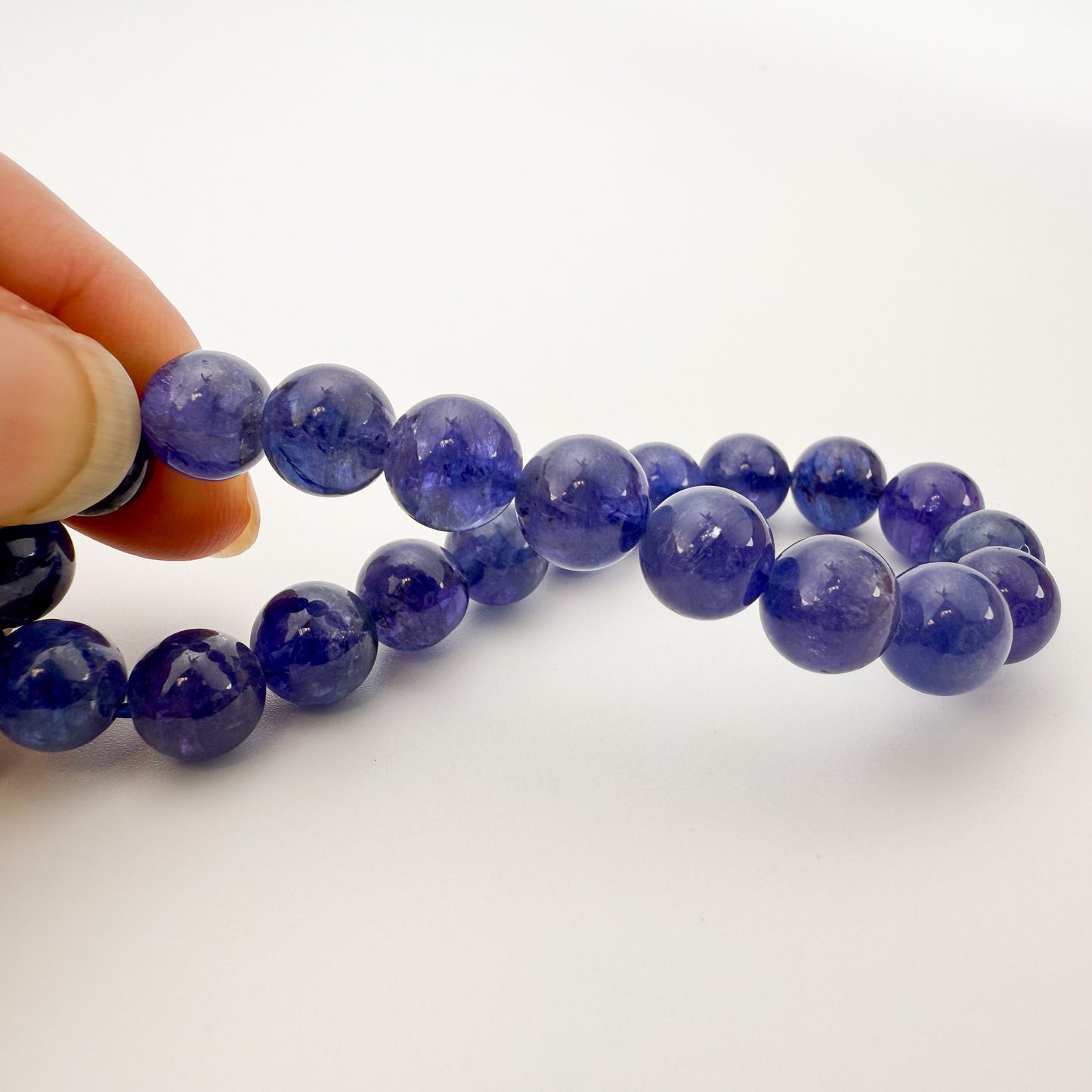 Tanzanite Stretchy Cord Bracelet - 9mm Smooth Round (FJ005)-The Bead Gallery Honolulu