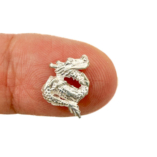 Dragon 9x12mm Side Drilled Bead - Thai Silver (1 pc/M2046)-The Bead Gallery Honolulu