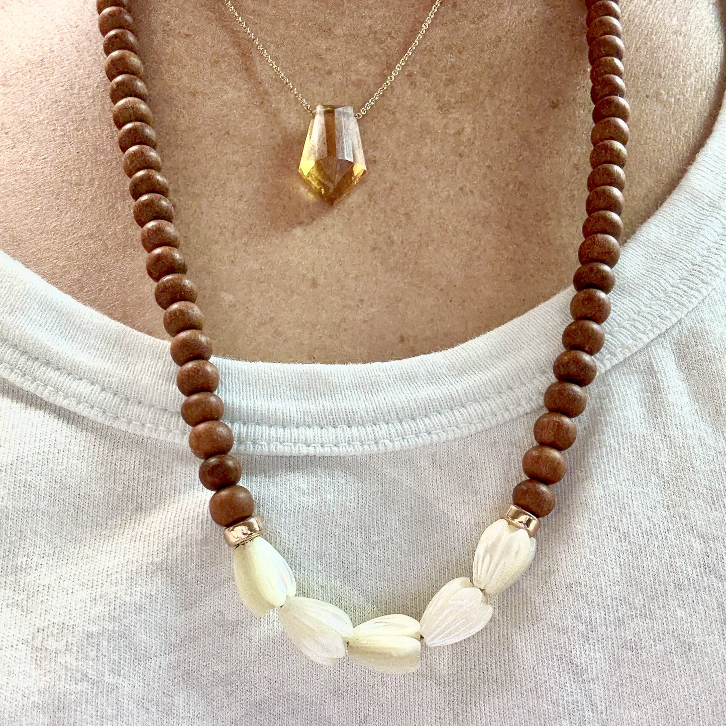 LABOR DAY SALE: Ho'onani Pikake & Sandalwood Necklace Kit - Gold | Rose Gold (5 Pua/KT640)-The Bead Gallery Honolulu