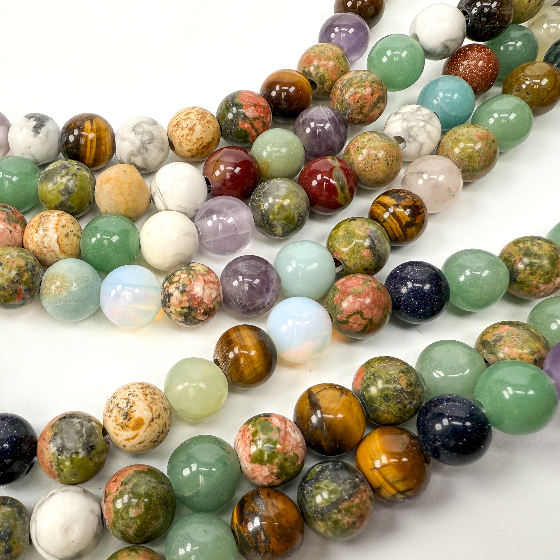 LABOR DAY SALE & GWP: Mixed 10mm Round Bead - 15.5" Strand (GEM2445)-The Bead Gallery Honolulu