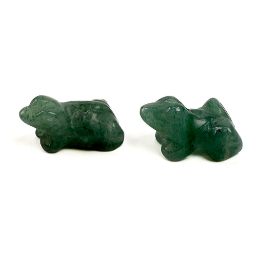 Tin Box 18: 7mmx20mm Aventurine Carved Frog (2 pc/P1669)-The Bead Gallery Honolulu