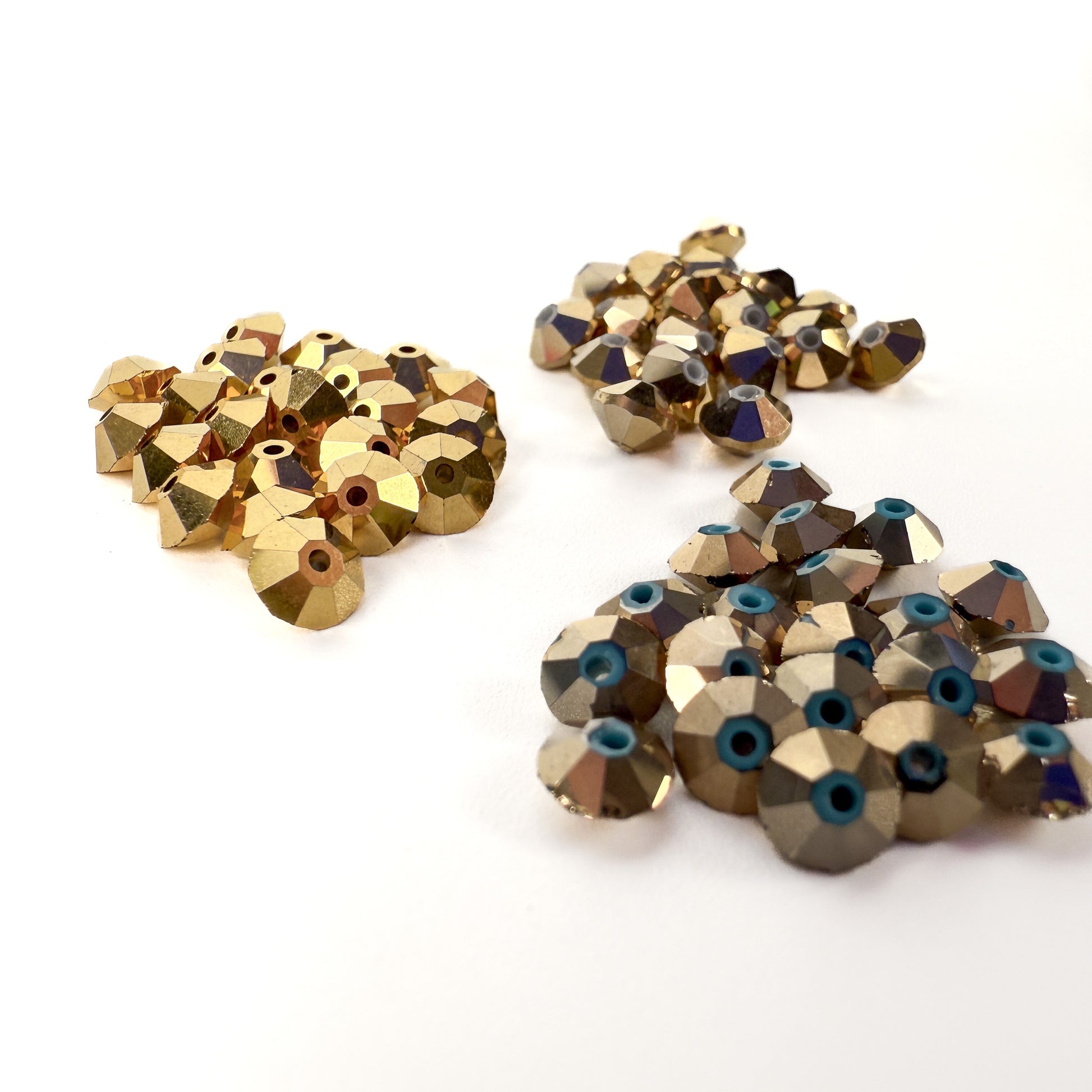 Tin Box 18: 5mm Vintage Swarovski Saucer Crystal in GOLD - AB 2x, fancy or full coat finish color-The Bead Gallery Honolulu