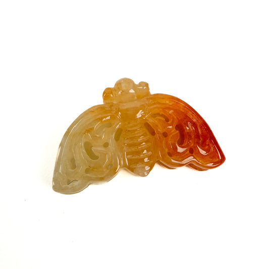Tin Box 18: Orange Jade Moth 25x14mm Carved Pendant - 1 pc. (P2941)-The Bead Gallery Honolulu